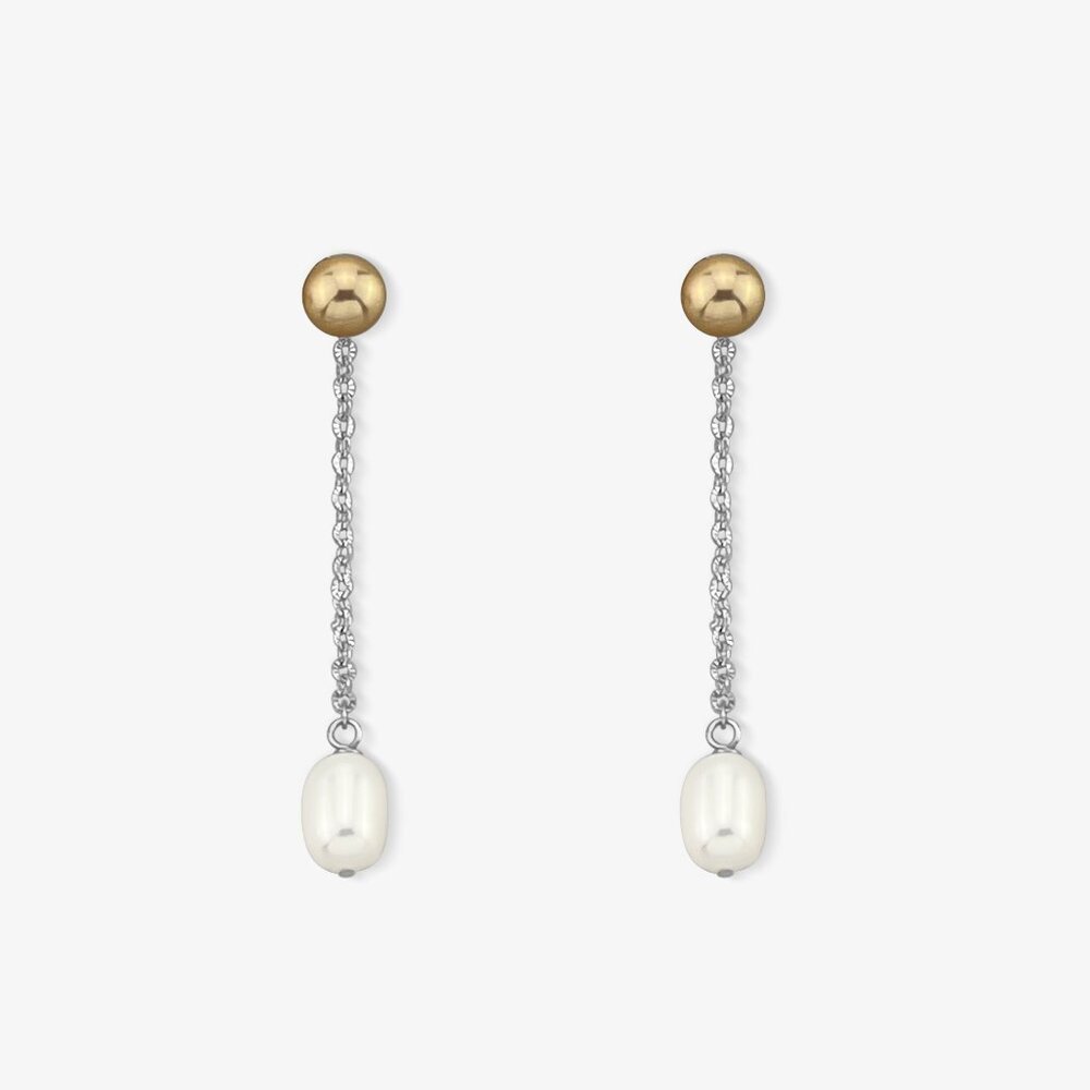 Riley Earrings/ Top quality rice shape fresh water pearl dangling style